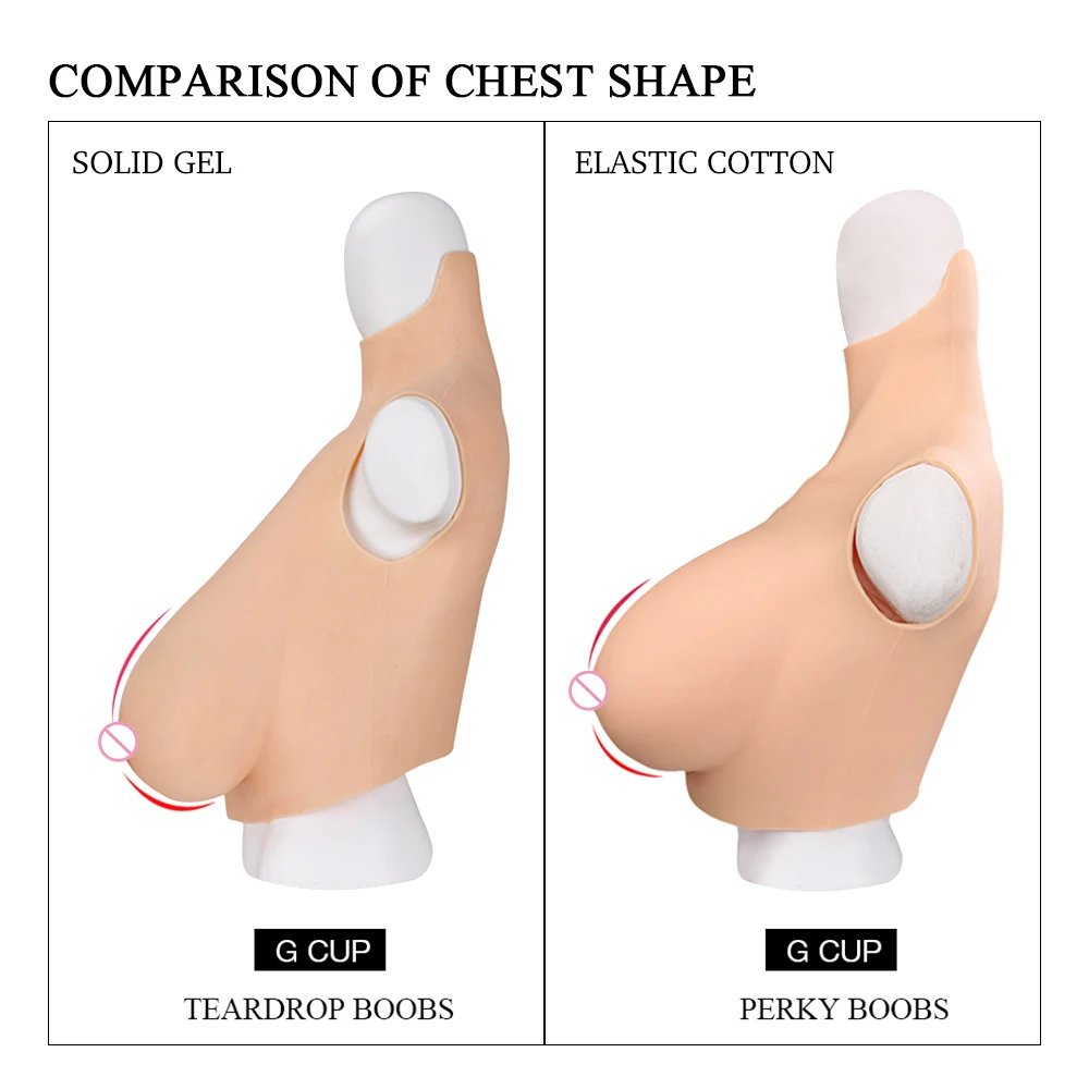 U-CHARMMORE 4th Silicone Breastplate Fake Breastform Realistic Chest for Crossdresser Male To Female Transvestites Drag Queen