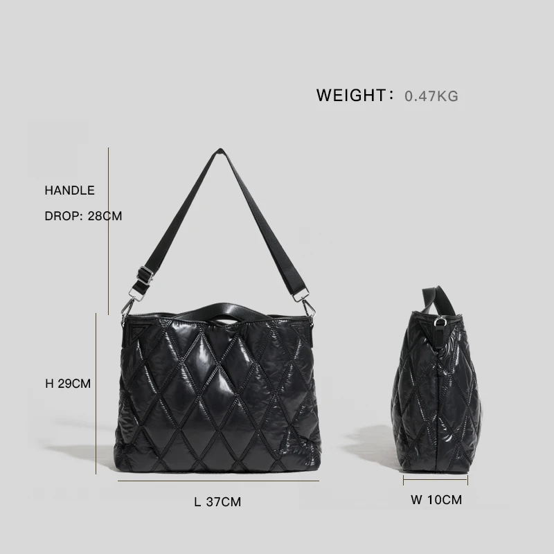 MABULA Simple Tote Quilted Bags for Women 2022 Winter Designer Luxury Handbags Nylon Feather Down Padded Crossbody Pillow Purses