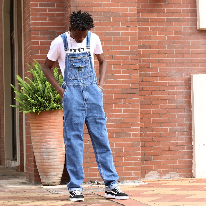 Men's Denim Overalls Men's Overalls Jumpsuit Large size Strap Straight Blue Jeans Loose Work Clothes More sizes 46 48 50