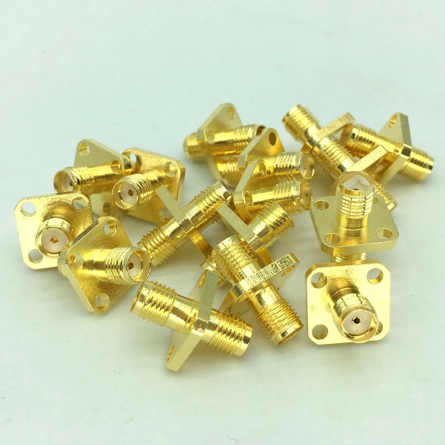 Conector de Cable coaxial RF, adaptador SMA hembra a SMA hembra, versión corta, montaje en Panel de 4 orificios, 5 uds.