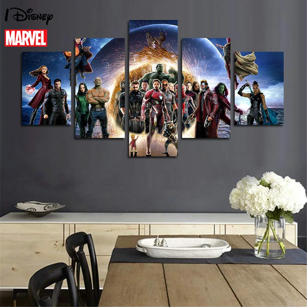 Marvel Anime Avengers Poster Iron Man Captain America Painting Canvas Print On Wall Art Disney Picture For Kids Room Home Decor