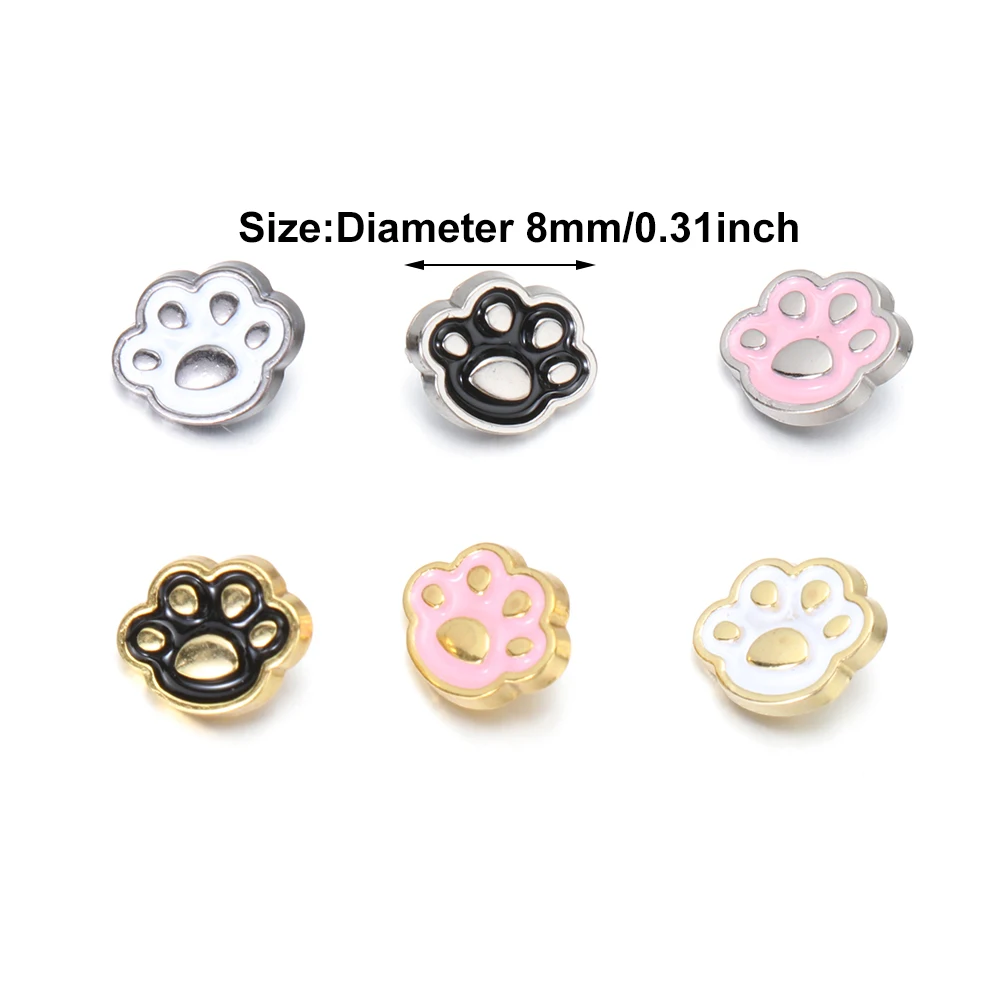 20Pcs Cute Cat Paw Buttons Buckles for DIY Doll Clothes 8mm Mini Metal Decoration Button Buckle Doll Clothing Sewing Accessories