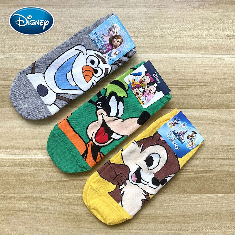 1Pair Girl Mickey Olaf Printed Thin Cotton Female Disney Socks Cartoon Anime Mouse Sports Boat socks Color Ladies Socks