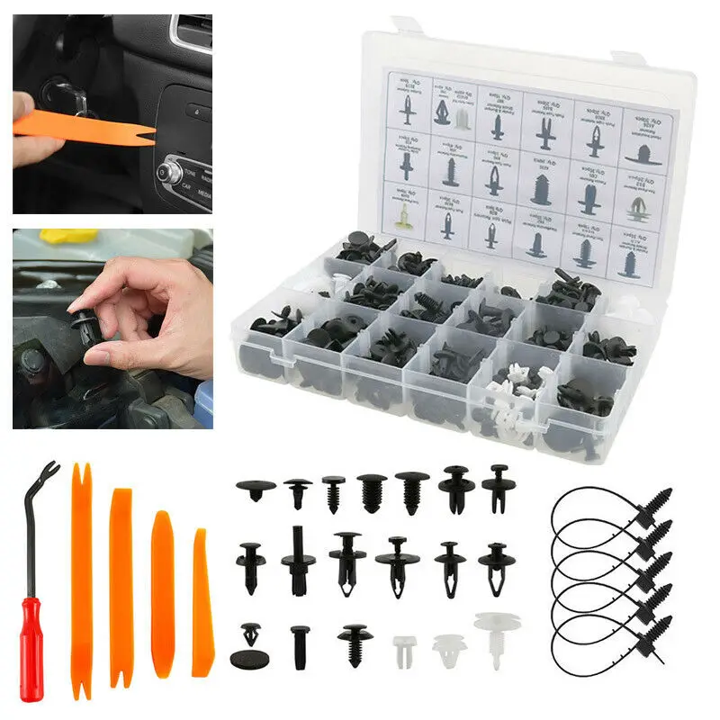 435pcs 18 Sizes Car Push Pin Rivet Trim Fastener Moulding Clips Assortment Set