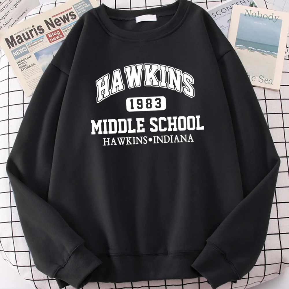 Hot sale Brand 1983 Middle School Print Sweatshirts Men Autumn Fleece Oversized Hoodie Crewneck Hip Hop Clothes Warm Hoodies