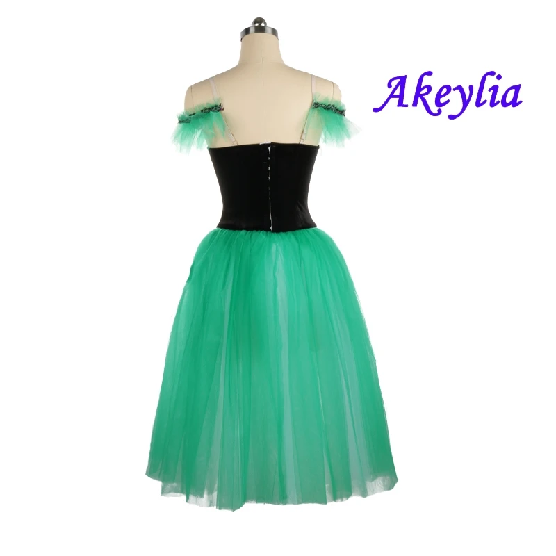 Black green Romantic Ballet tutu sleeping beauty Dress Professional La Sylphide Ballerina velvet Women Ballet Long dress JNBL132