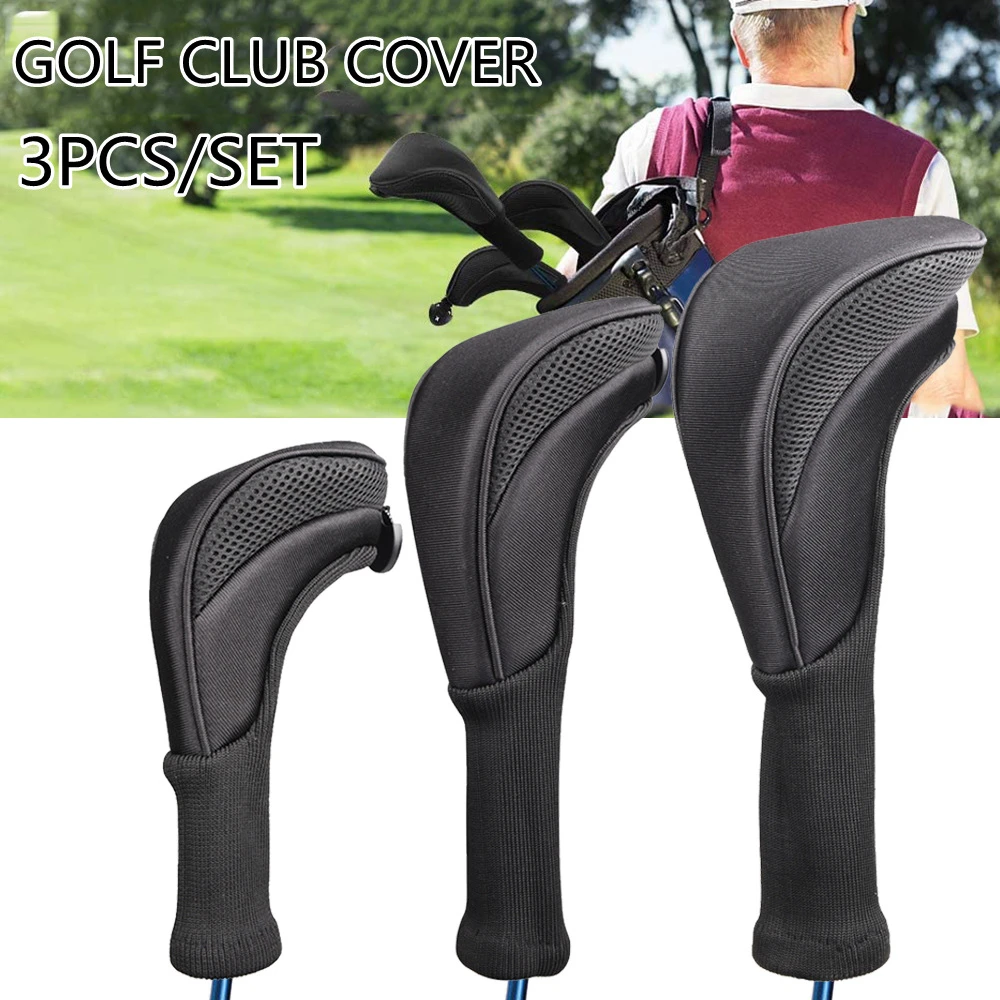 3 Pcs/set Golf Club Head Covers with Number Tag, Long Neck, Fairway Wood, Pole Protect, Easy Identify, 2, 3, 4, 5, 7, X Mark