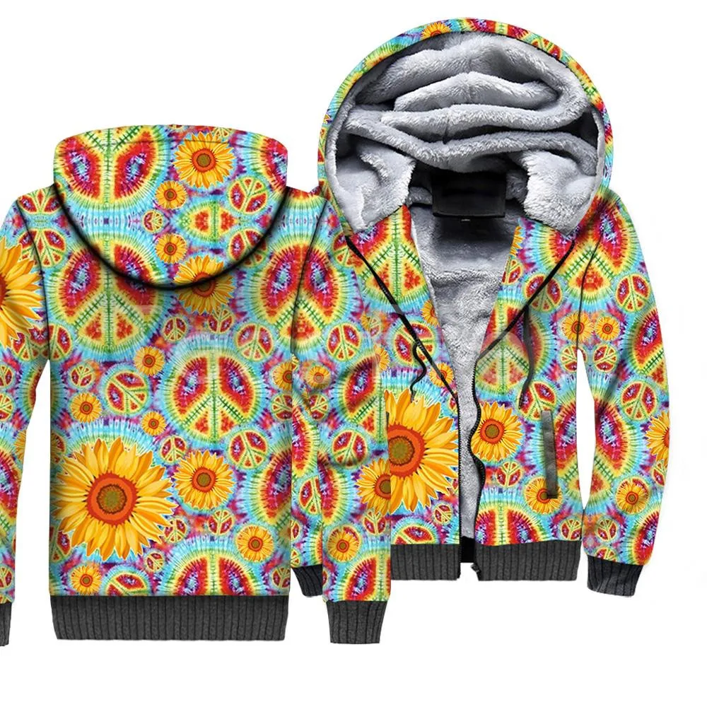 Tessffel Hippie Tâm 3D In 2021 Mới Thời Trang Mùa Đông Hoodie Nỉ Ấm Áp Hood Dày Phối Dây Kéo Nam Khoác Áo Khoác H15