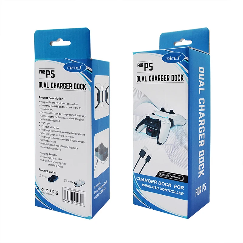 Base de carga Dual para mando inalámbrico PS5, controlador de juegos con luz LED