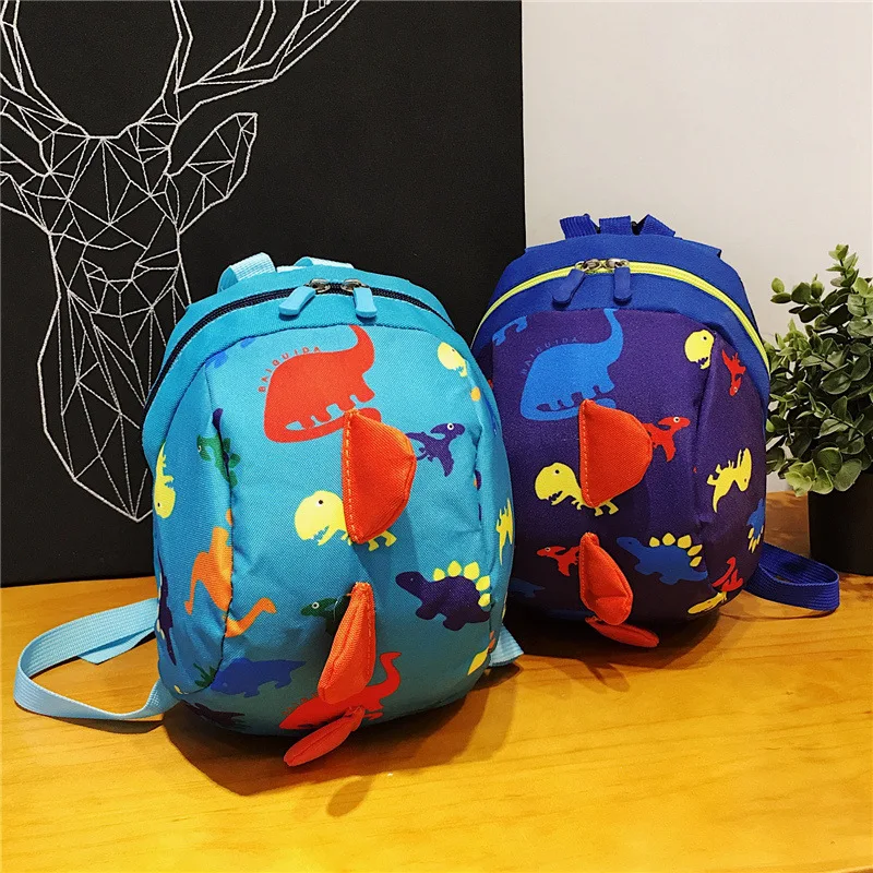 Children cartoon Traction rope school bag cute zipper large capacity, light waterproof Kids cartoon backpack+anti-lost rope