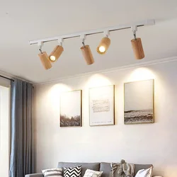 Nordic Log Style LED Ceiling Lights Living Room Lamp Indoor Lighting TV Wall Bedroom Background Wall Adjustable Angle Spotlight