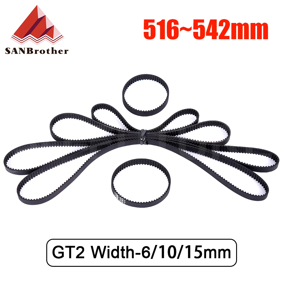 3D Printer Parts GT2 Closed Loop Timing Belt Rubber 2GT 6mm516 518 520 522 524 526 528 530 532 534 536 538 540 542mm Synchronous