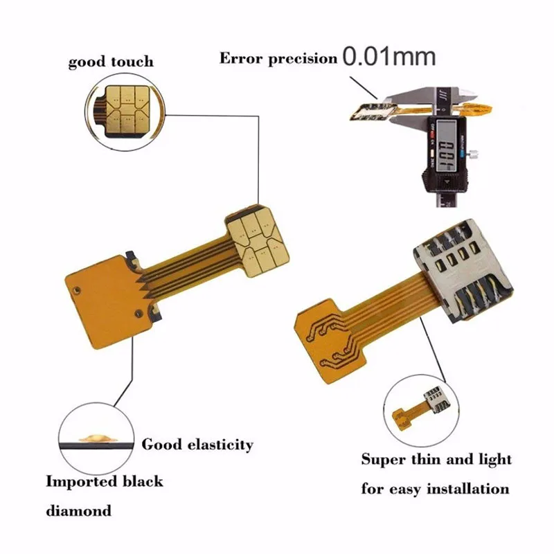 Card Extender Dual SIM Adapter Extension Cable Slot Durable For Mobile Phone Android For Xiaomi Redmi Samsung Huawei Wholesale