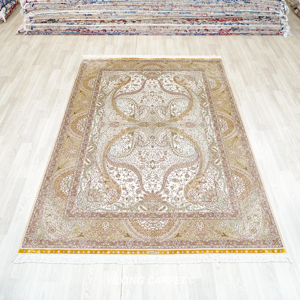 6'x9' Hand Knotted Persian Carpets Turkish Antique Exquisite Silk Rug (ZZ014A)