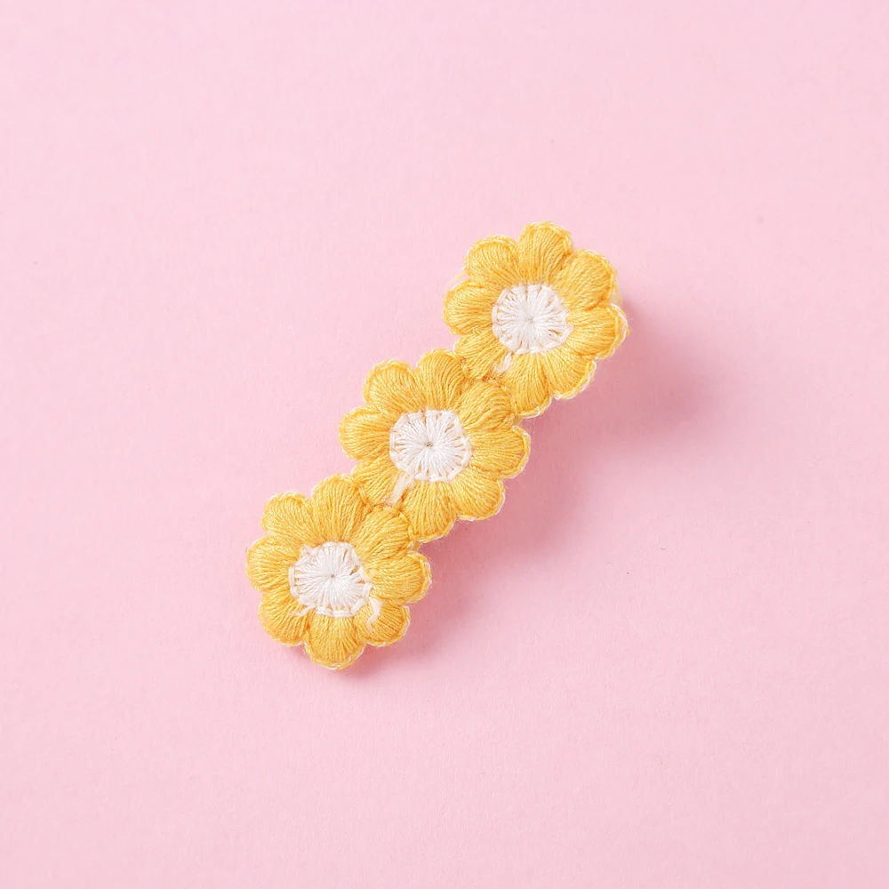 Knit Floral Baby Girl Hair Clip mini-flower Hairpins for chirdren Baby Hair Accessories Cute Barrettes Hair Band Child Gifts