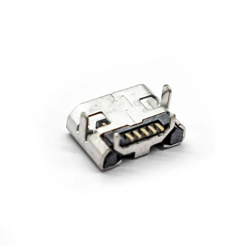 100pcs Micro USB Female Warp Horn 5Pin USB Connectors DIP  Connector Jack Tail Sockect  Plug Terminals