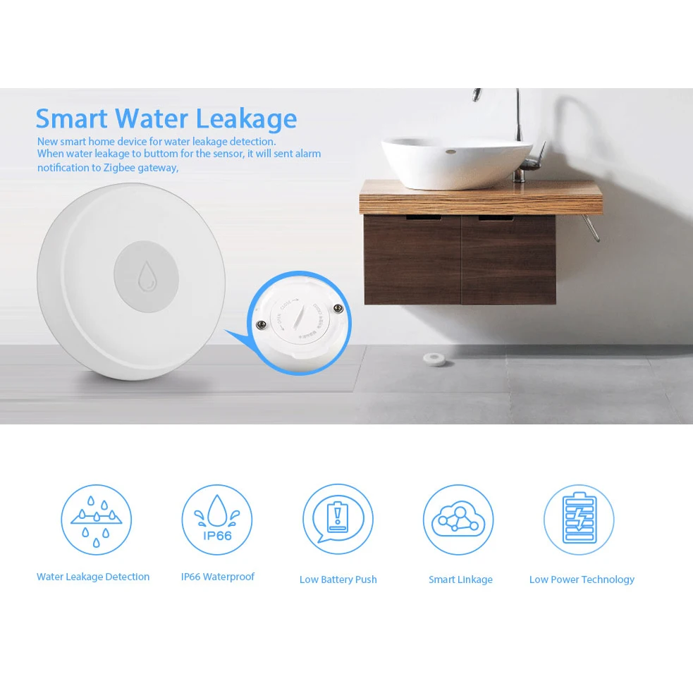 Ewelink Zigbee Water Sensor Water Detector for Home Remote Alarm Security Soaking Sensor Smart Home