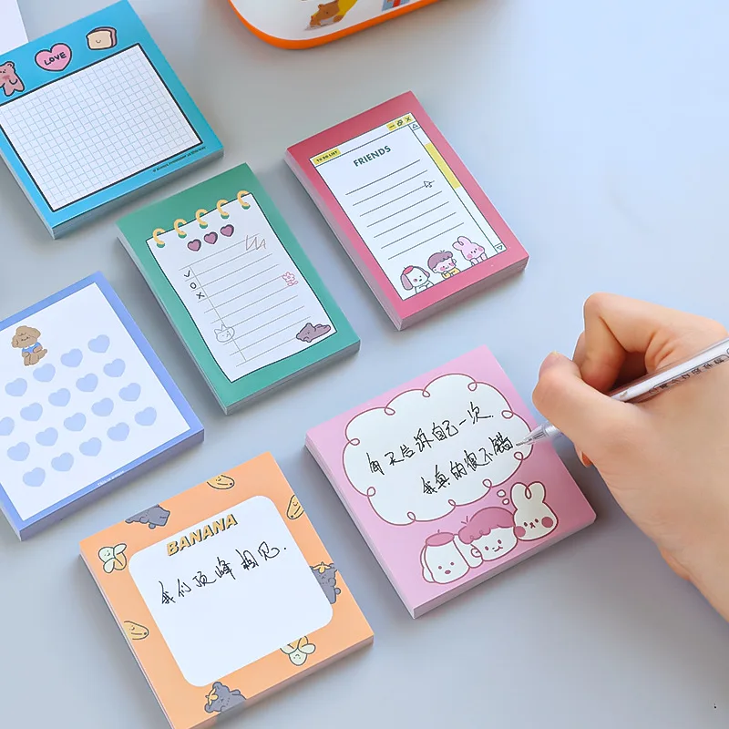 50 Sheets Cute Bear Rabbit Memo Pad Girl Journal Decoration Sticky Notes DIY Scrapbooking Album Note Paper Notebook Stationery