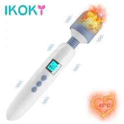 IKOKY 36 Speed LCD AV Stick Vibrator Massager Magic Wand Clitoris Stimulate Heated G Spot Vibrator Female Masturbation Sex Shop