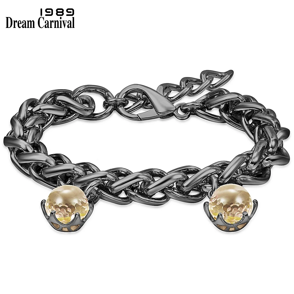 DreamCarnival1989 Thick Weaving Cuban Chain Bracelet for Women Hot Selling Special Cut Brown CZ Thanks Giving Jewelry WB1238BR