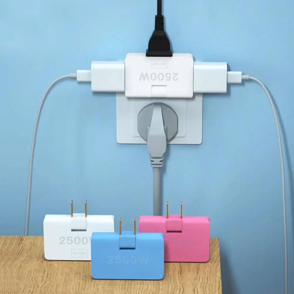 2Pcs  Outlet Adapter Portable Practical Durable Socket Converter One Turn Three Convenient to Use Outlet Splitter