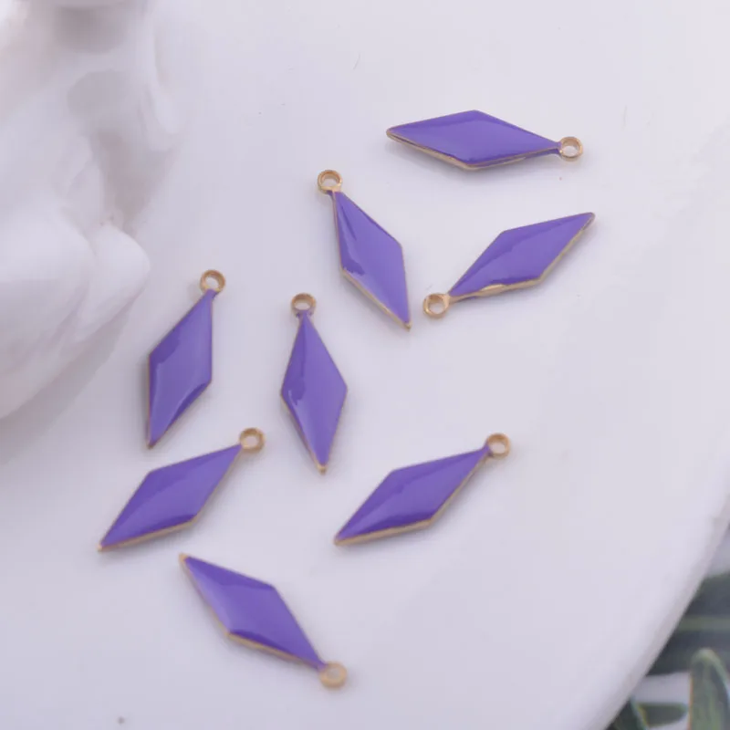 30 Stück 5*16mm Kupfer-Geometrie-Anhänger Beidseitig Emaillierte Rhombus-Charms für DIY-Schmuck- und Ohrringherstellung – Detail 4