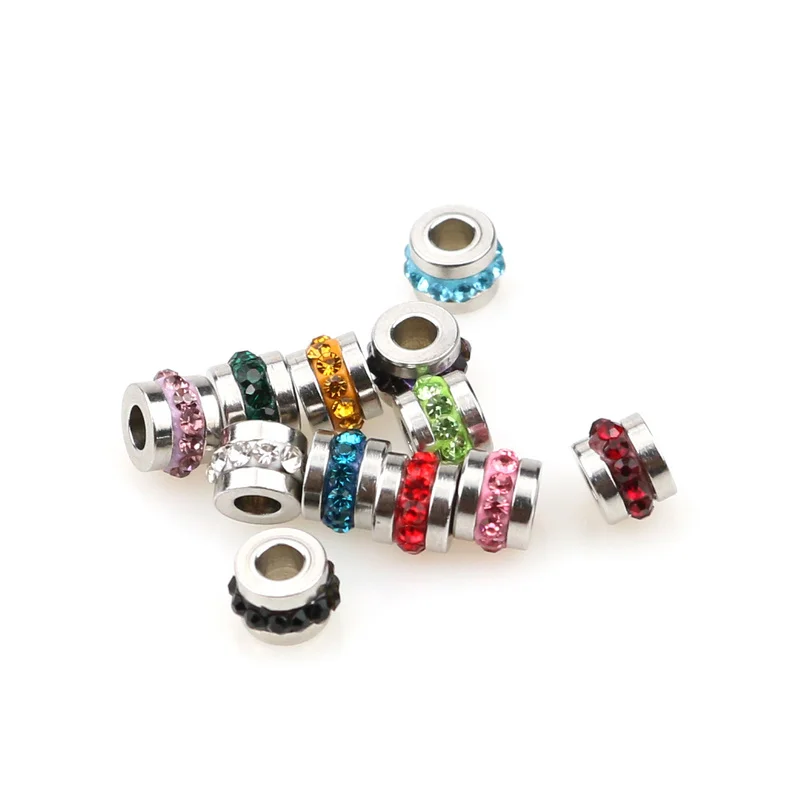 10pcs lot Hole 3mm Stainless Steel Bead Charms Zircon DIY Charm for Jewelry Making Accessories Supplies Bulk Items Wholesale