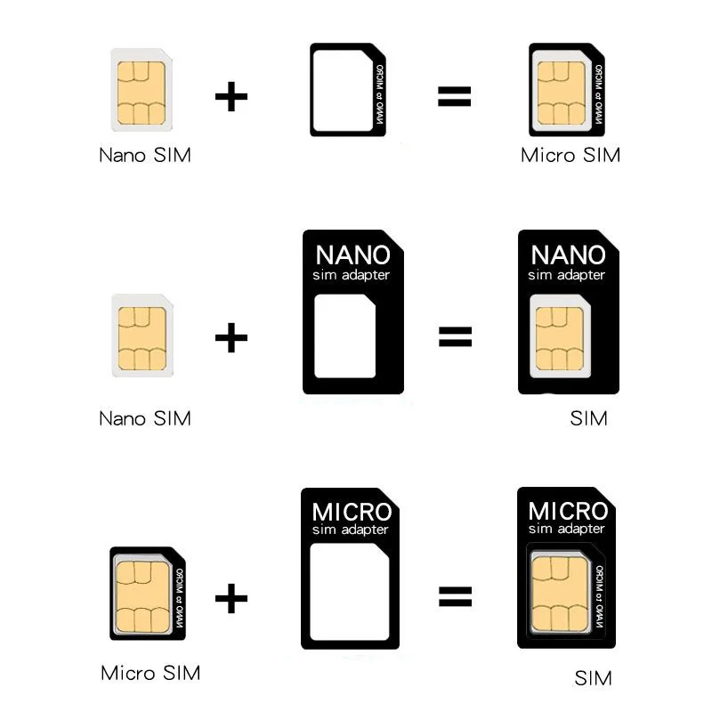 SIM Card Adapter 4 In 1 Set Micro Sim Adapter with Eject Pin Key Retail Package Nano SIM Card Adapter Kit with Card Pin Standard