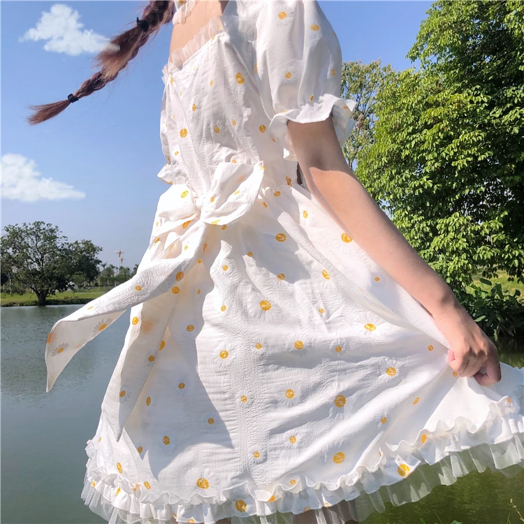 Studente di stile di gusto squisito della principessa del partito di tè dolce lolita dress vintage bowknot del merletto di estate abito vittoriano kawaii ragazza di cosplay loli