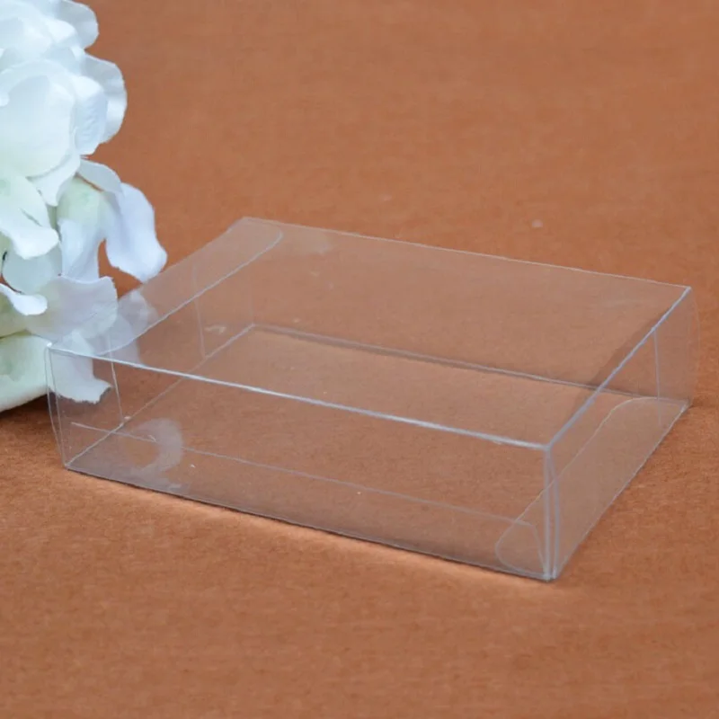 50pcs Transparent Clear Gift Candy Box Square PVC Boxes Chocolate Bags Wedding Favor Party Event Plastic Gift Boxes 8x8x3cm