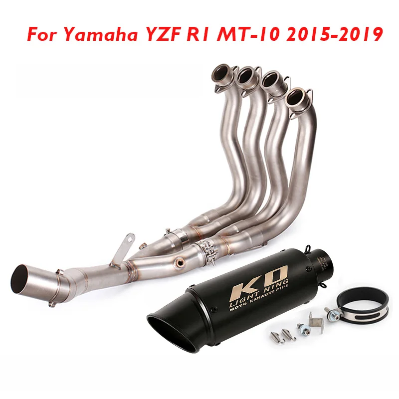 

R1 Full Motorcycle Exhaust System Connection Header Pipe Muffler Tip Silencer Escape Slip on for Yamaha YZF R1 MT-10 2015-2019