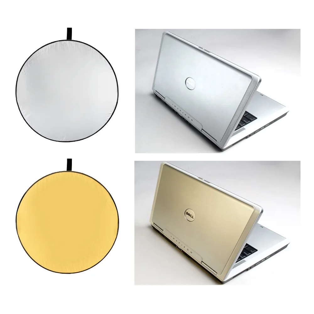 Selens 2 in 1 30/60/80/110 cm Reflector Portable Collapsible Disc Light Diffuser Gold Silver for Selfie Photography Studio