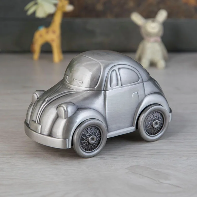 Vintage Metal Car Shape Piggy Bank Coin Bank Savings Money Box Coin Saving Pot Kids' Money Banks Gifts for Home Decor Birthday