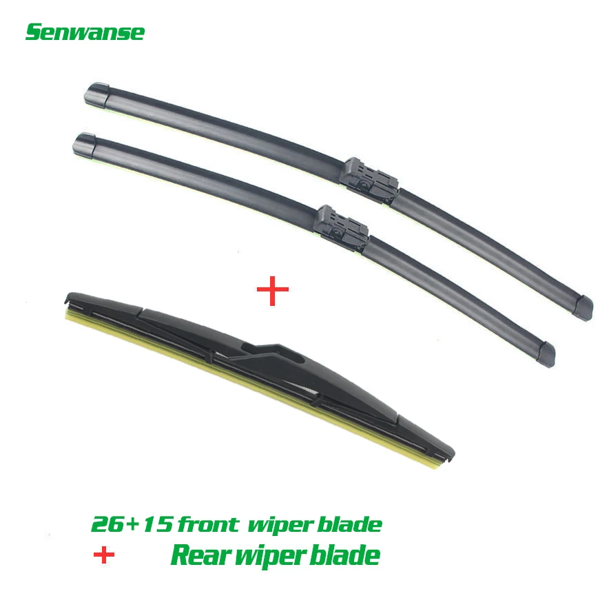 

Senwanse Front and Rear Wiper Blades For Ford Fiesta 7 2008-2016 High quality Windshield Windscreen Wiper 26"+15"+12"