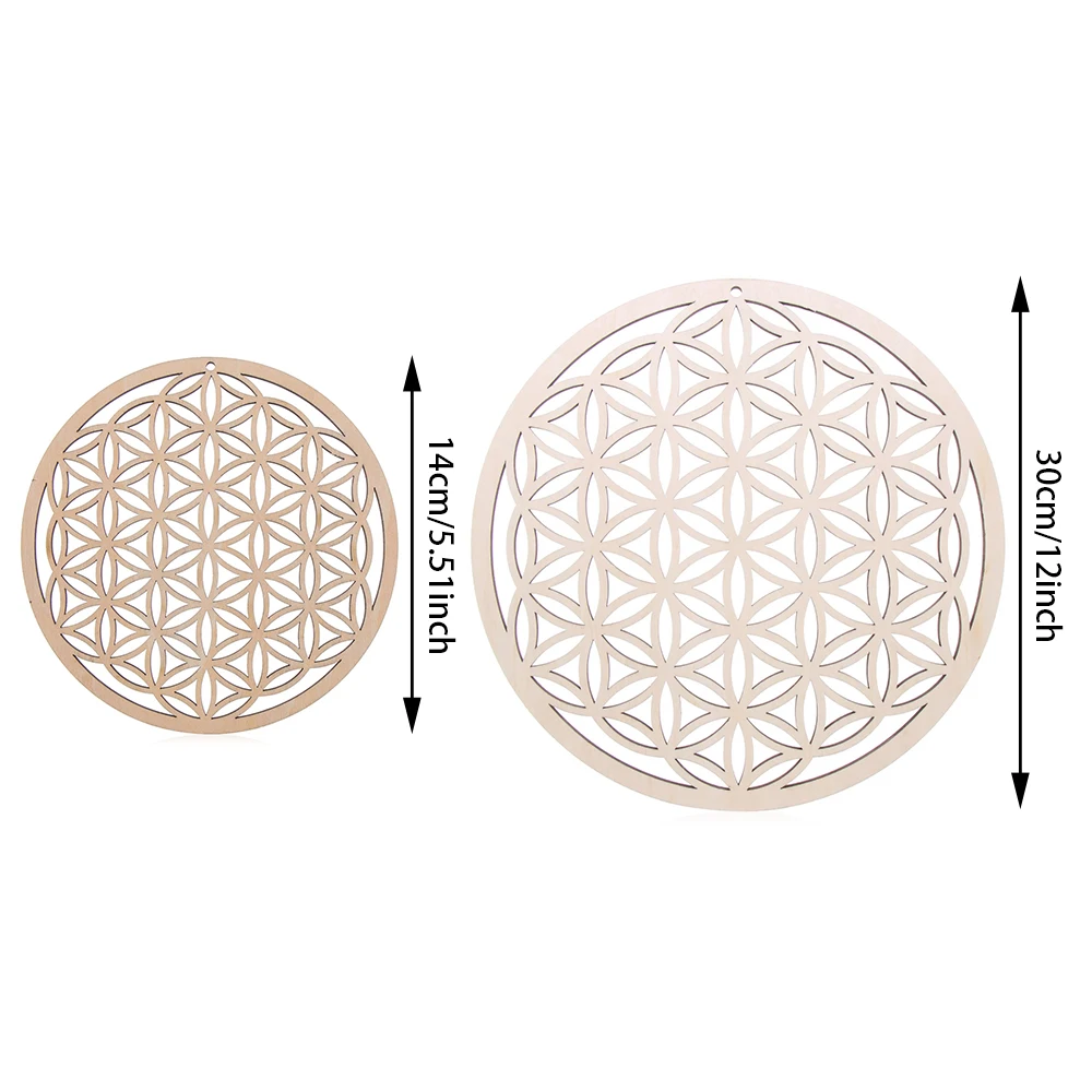 14cm Wooden Wall Sign Flower of Life Shape Laser Cut Wood Wall Art Home Decor Coasters Craft Making Sacred Geometry Ornament