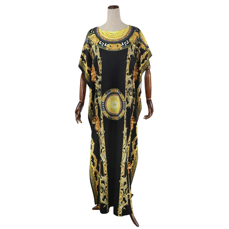 Sukienki afrykańskie dla kobiet Bazin Riche moda satynowy jedwab drukuj Abaya sukienka muzułmańska afrykański Dashiki Boubou szata Africaine Femme