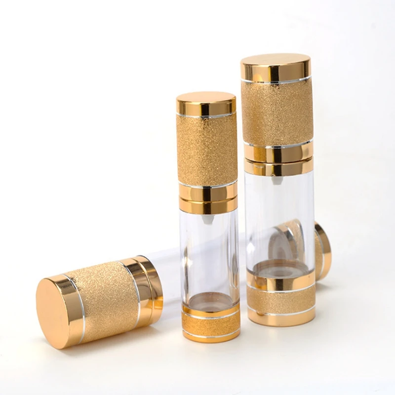 

500pcs Gold Pink Cosmetic Airless Bottle 15ml 30ml 50ml Refillable Pump Dispenser Bottles For Lotion Cosmetics Container