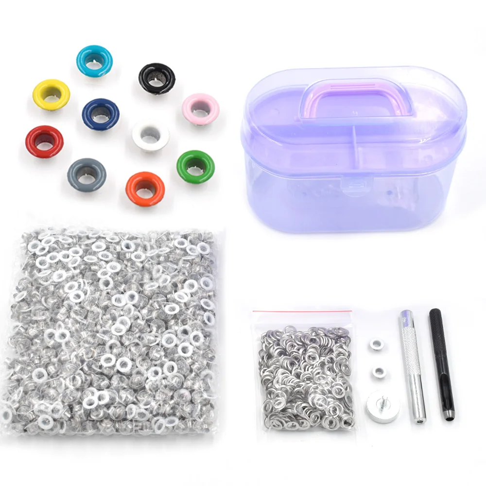 

（1000 sets 5 mm Eyelets+Install Tools） 10 colors Paint color Rivets Metal hole Multicolor eyelets DIY handmade accessories