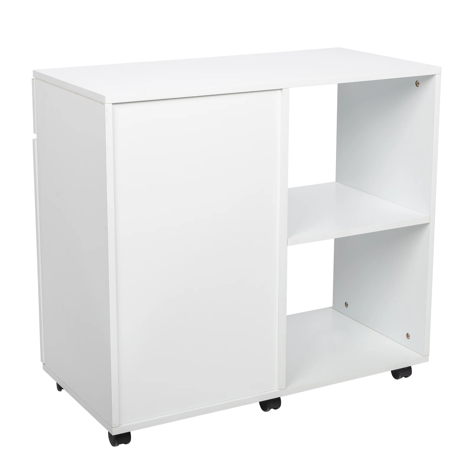 Three Layers Left Frame Right Cabinet MDF And PVC Wooden Filing Cabinet White File Cabinet Storage With 4 Wheels