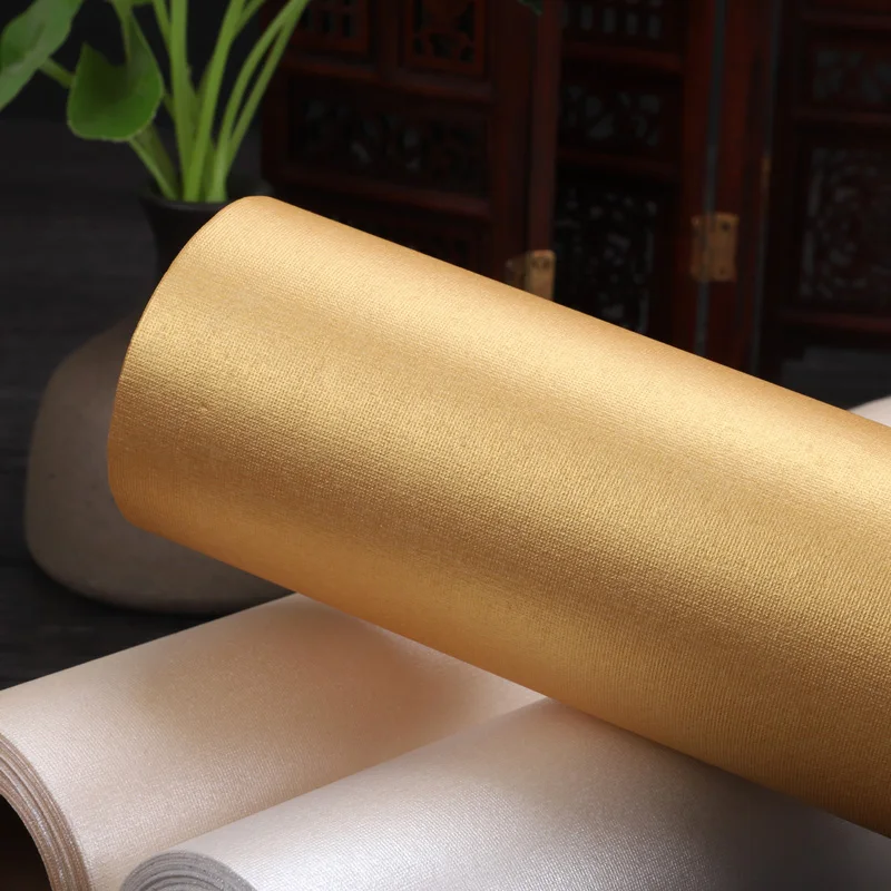 Roll Ripe Rice Paper Gold Foil Xuan Paper Meticulous Painting Small Regular Script Calligraphy Chinese Xuan Paper Papel De Arroz