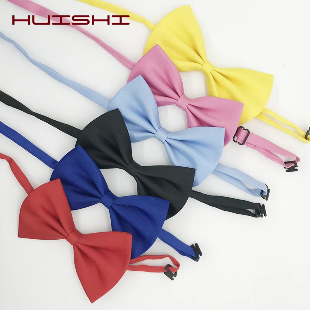 HUISHI School Boys Kid Bowtie Children Bow Wedding Plaid Dot Tie Necktie Polyester Bowtie Necktie For Party Adjustable Bow Ties