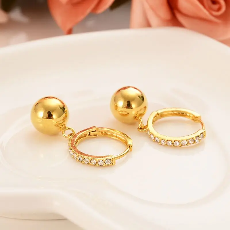 

Punk Fashion Round Ball CZ Dangle Jewelry Trendy Golid GF Earrings Women Beauty Decoration Statement Jewelry wedding party gifts
