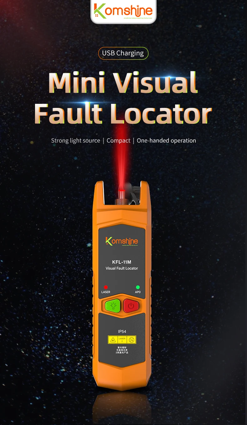 

Komshine KFL-11 VLF Laser 30MW/10MW/20MW Visual Fault Locator, Fiber Optic Cable Tester 1-30km SC/ST/FC Rechargeable FTTH