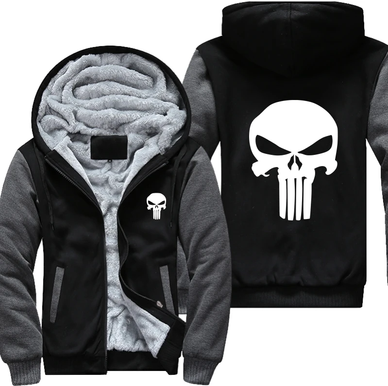 New US EU Plus Size  punisher superhero Novelty hoodies thicken arrival mens hoodie Fashion hoodies winter thicken fleece