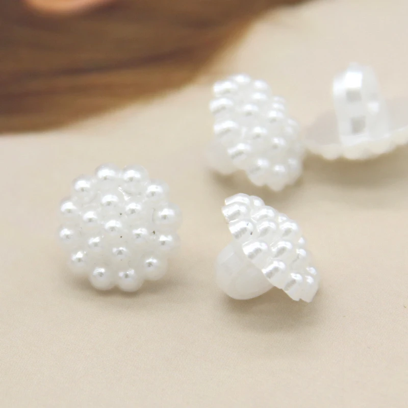 HENGC Flower Pearl Jewelry Plastic Shank Buttons For Clothing Shirt Wedding Dress Decorative DIY Sewing Accessories Wholesale