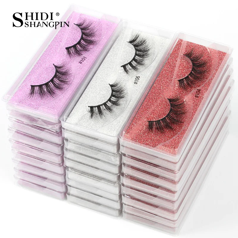 SHIDISHANGPIN Fluffy Mink Eyelashes ขนตาปลอม10/100/200PCS ขายส่งรายการขนตาจำนวนมาก Soft Fake Eye Lashes แพคเกจขนตาธรรมชาติ