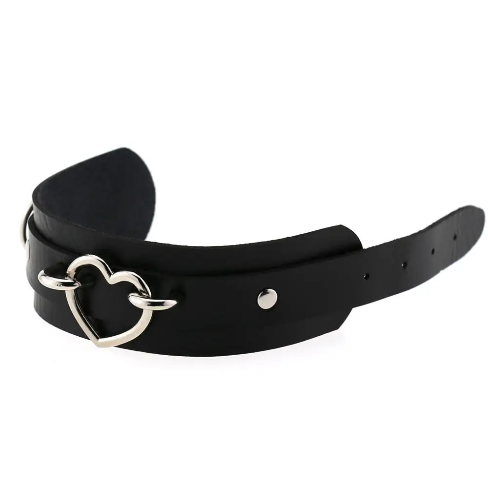 2023 Silver Color Heart Wide Cuff Leather Bracelets Punk Gothic Rock Unisex Bangles Bracelet Wristband for Women Men's Jewelry - Image 5