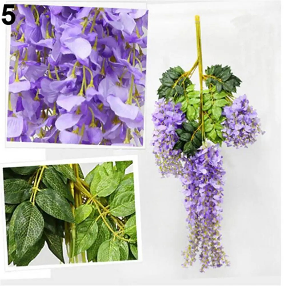 Artificial Wisteria Flowers Vine Silk Flower Wedding Arch Home Garden Decoration Garden Party Hanging Decor Hanging Garland Wall