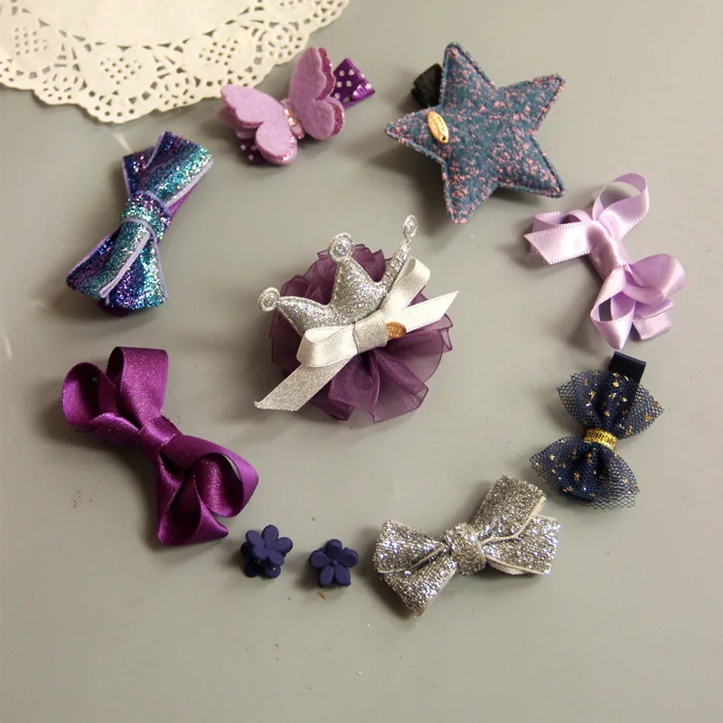 10pc/pack new Crown Hairpin and mouse hair band baby hair clip bow hairclip for girl hair accessories set princess birthday gift