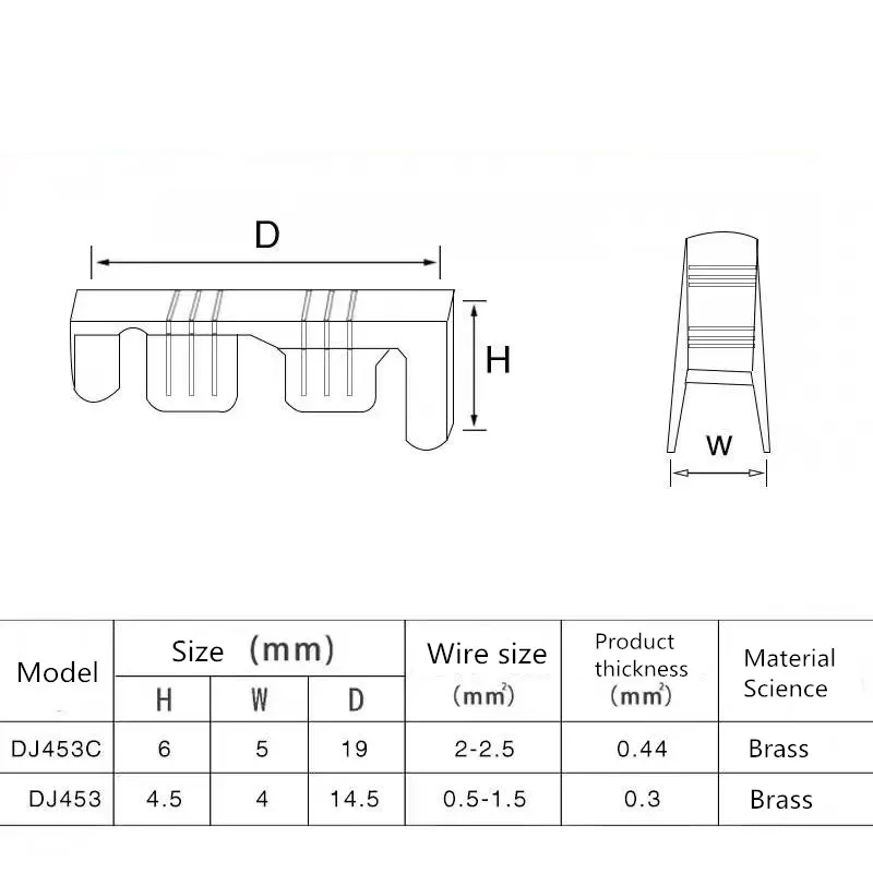 100 pieces,   oblique terminal connector with plug-in, U-shaped, small teeth, panel terminal,  cold pressed terminal, 2-2.5mm2